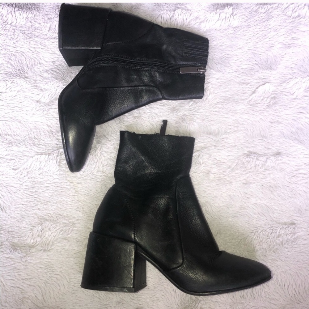 Jeffrey Campbell Black Leather Ankle Boots